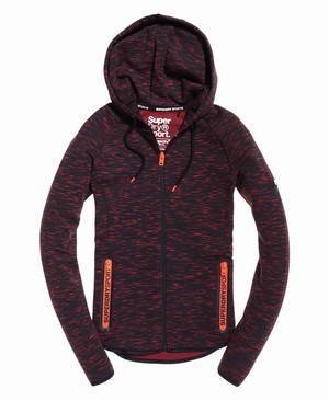 Superdry Gym Tech Luxe Cipzár Női Kapucnis Pulóver Fekete/Korall | JUYKC6498